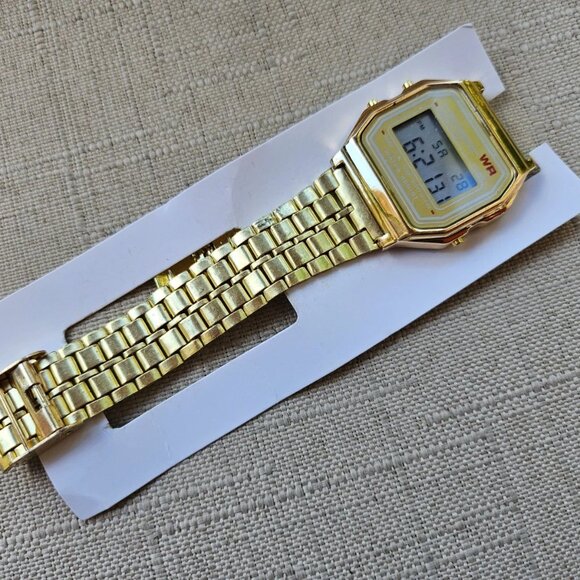 Women Wristwatch Yellow Gold Tone Digital Wrist Watch Multi Functional NEW - Picture 4 of 12